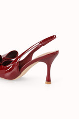 Escarpins Slingback vernis avec noeud papillon ruban
