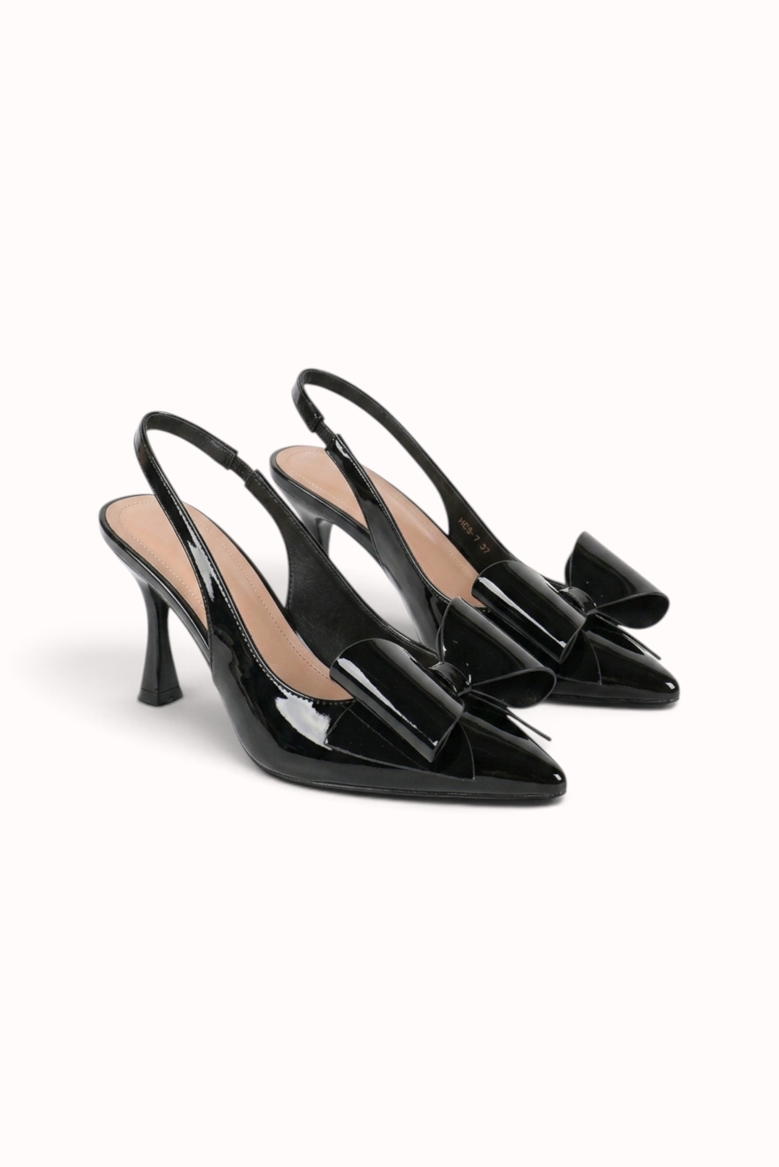 Escarpins Slingback vernis avec noeud papillon ruban