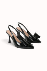 Escarpins Slingback vernis avec noeud papillon ruban