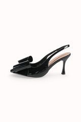 Escarpins Slingback vernis avec noeud papillon ruban