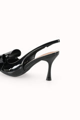 Escarpins Slingback vernis avec noeud papillon ruban