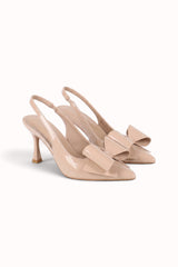 Escarpins Slingback vernis avec noeud papillon ruban