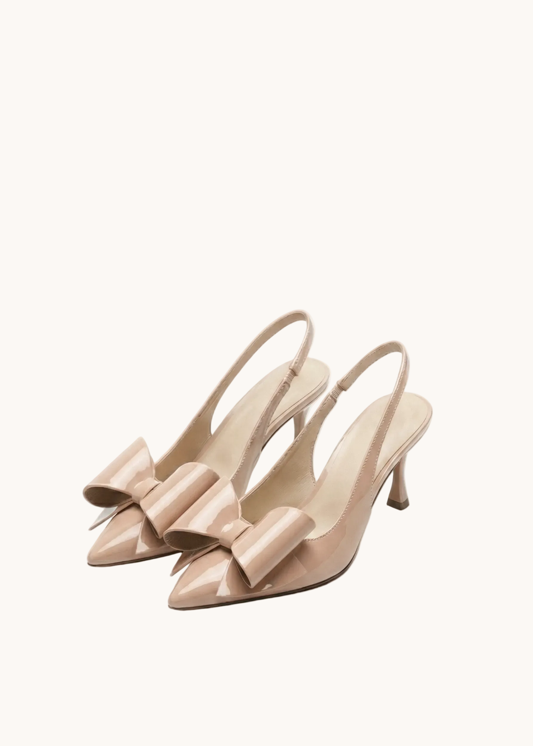 Escarpins Slingback vernis avec noeud papillon ruban