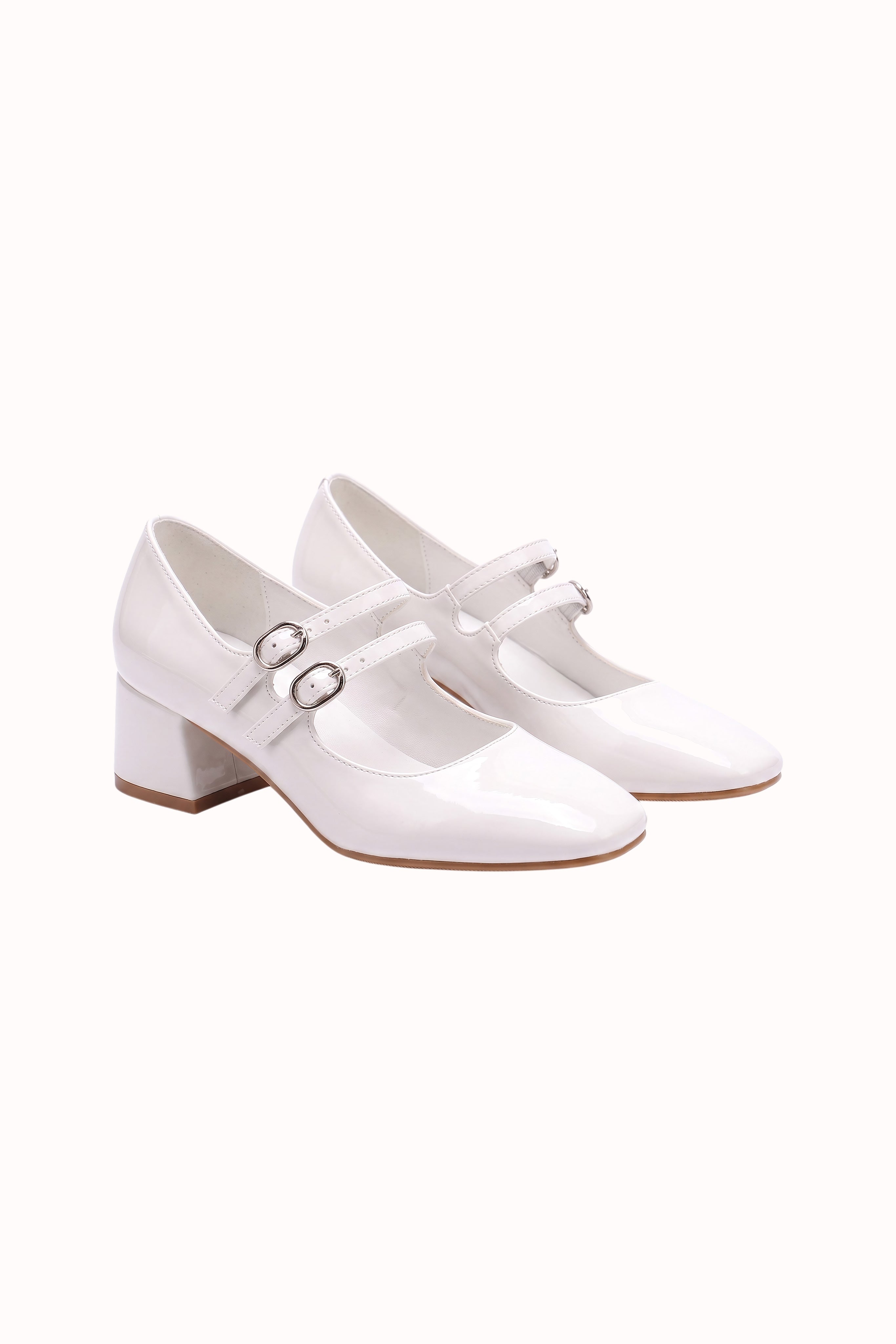 Babies vernis talons carrés blocs à doubles brides