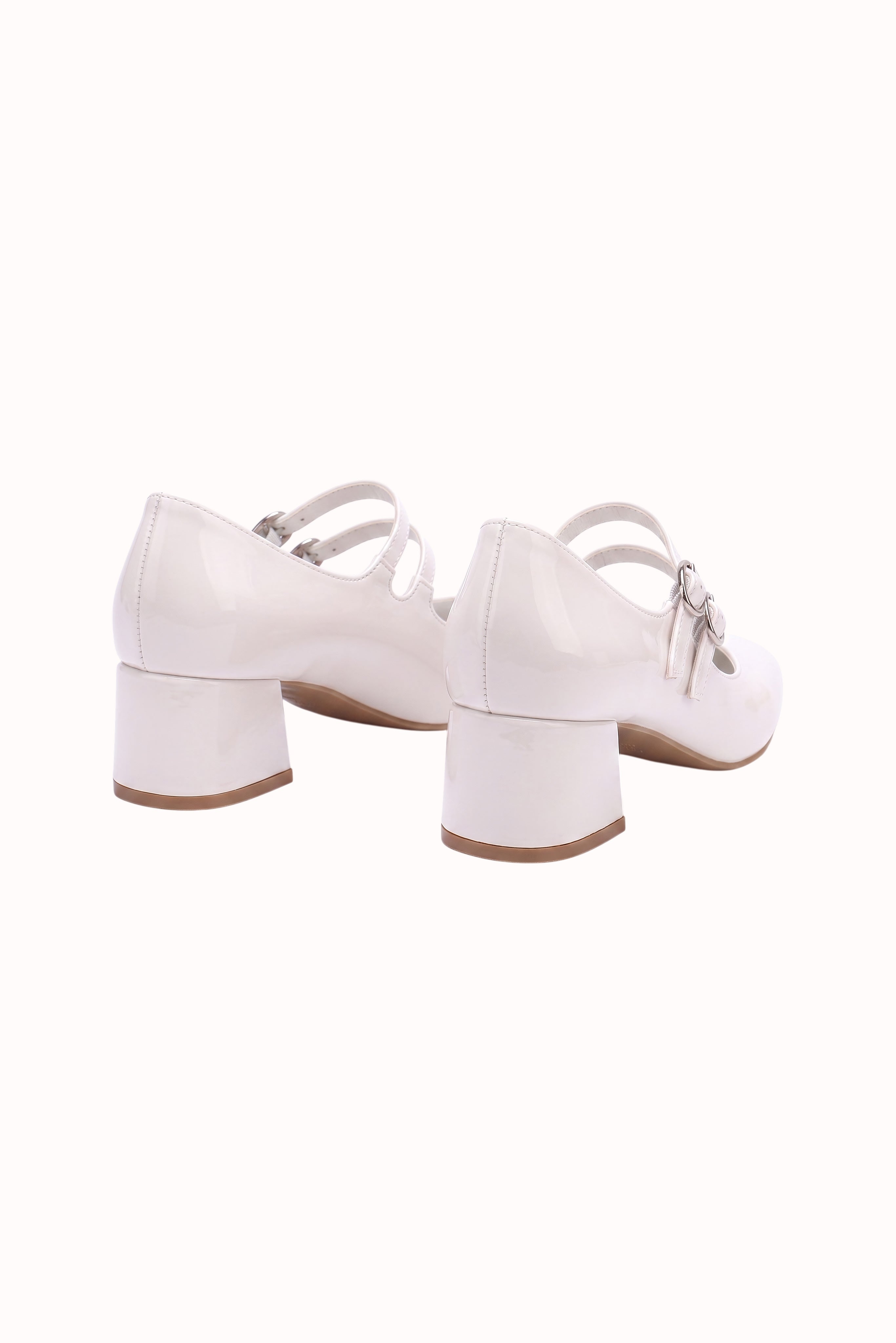 Babies vernis talons carrés blocs à doubles brides