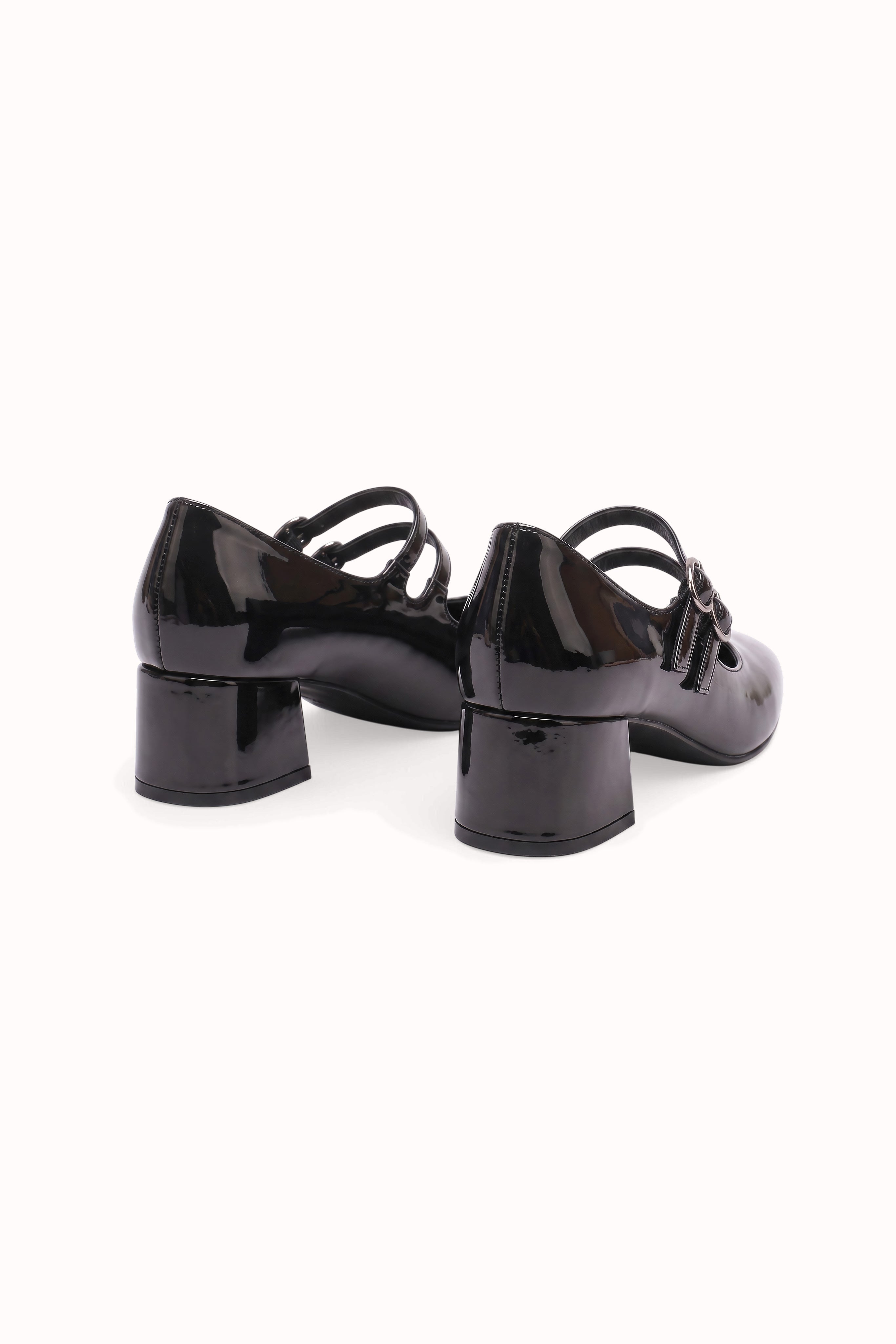 Babies vernis talons carrés blocs à doubles brides