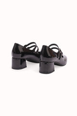 Babies vernis talons carrés blocs à doubles brides