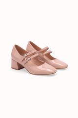 Babies vernis talons carrés blocs à doubles brides