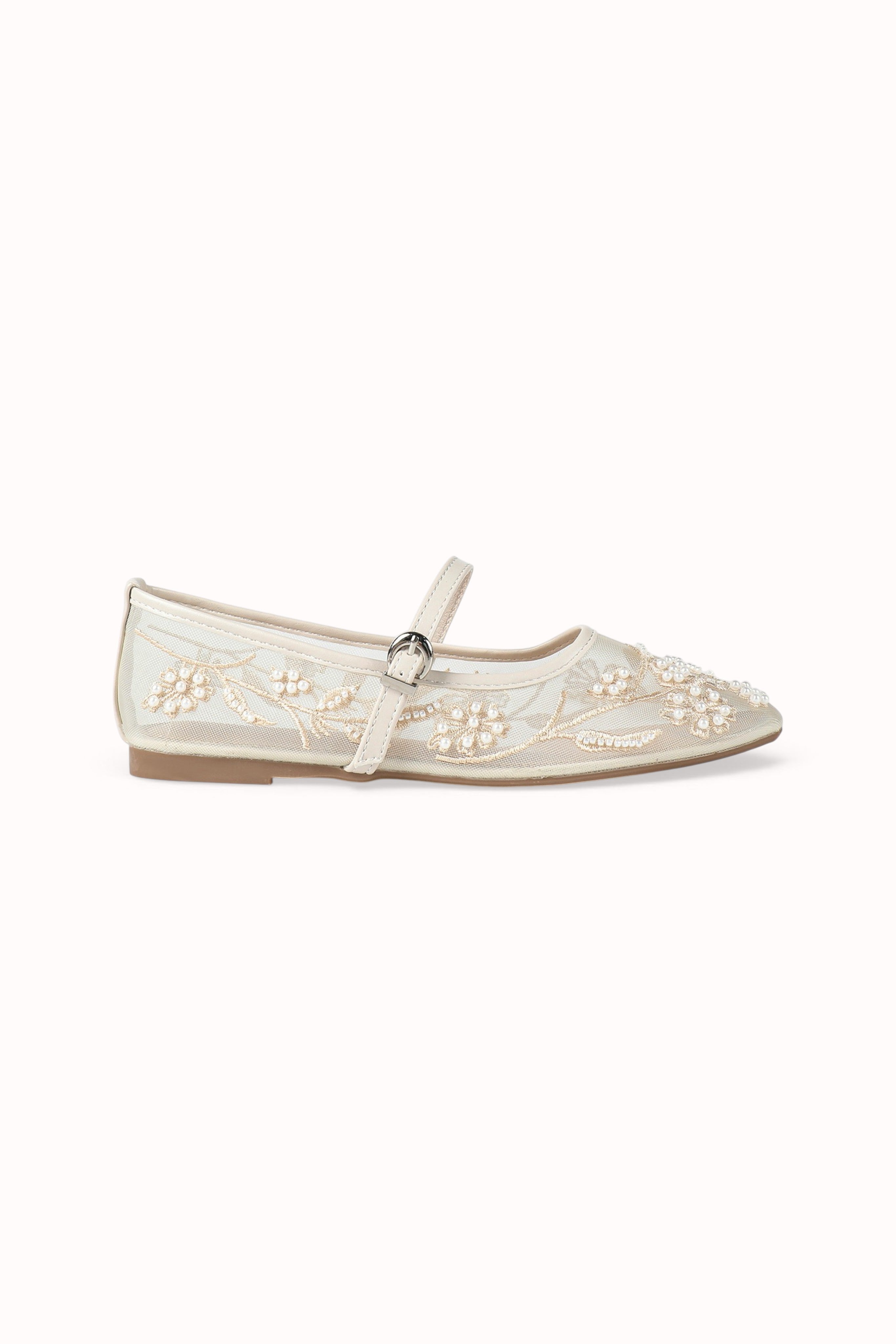 Ballerines en mesh brodées avec détails perlés