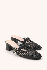 Mules à talon carré tressé style babies Mary Jane